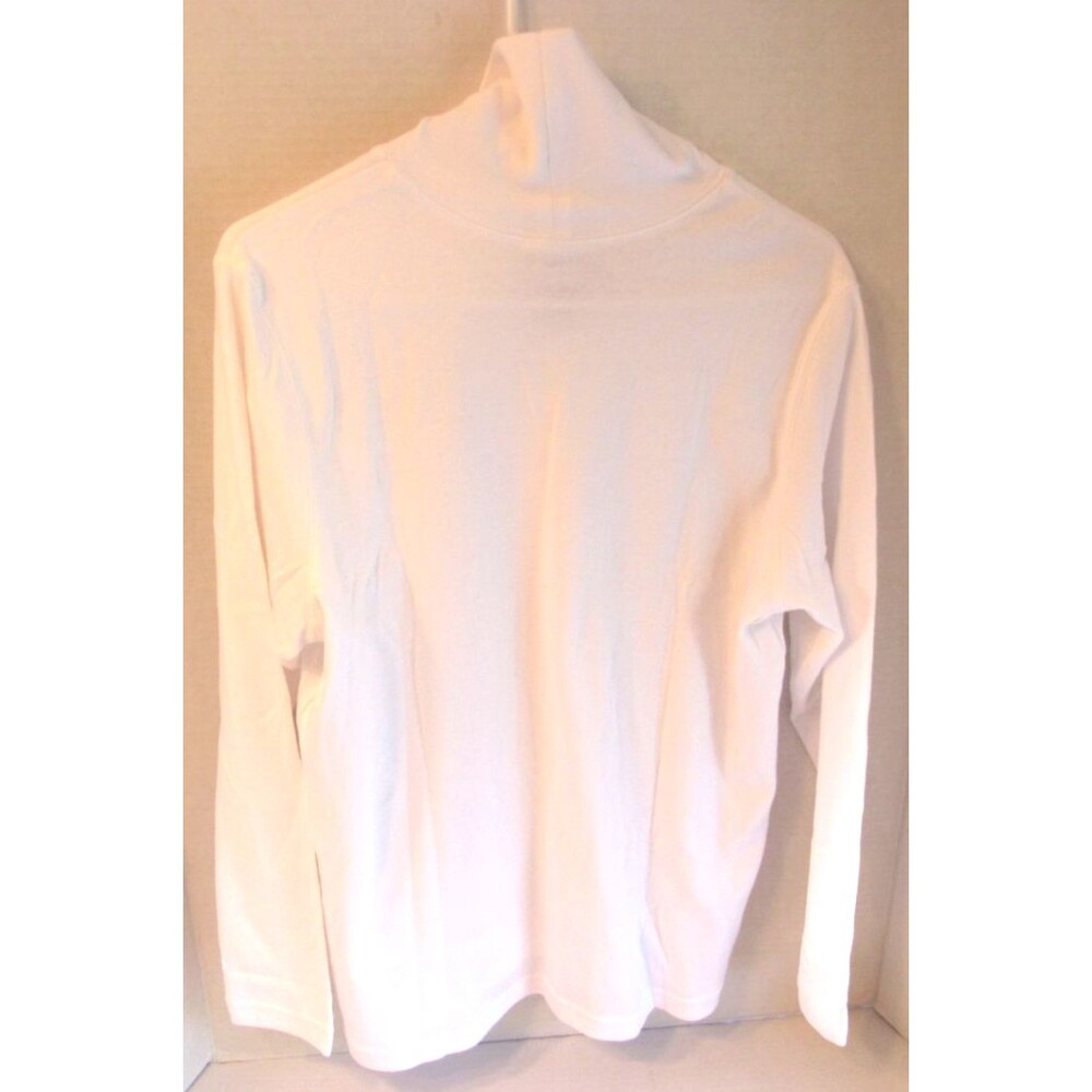 Blair Turtleneck Top Womens Large White LS Classic Logo Soft Knit Pullover New